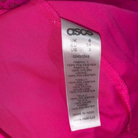 ASOS Womens Maxi Dress Sleeveless Lace and Chiffon Vibrant Bright Pink Size 2 - Picture 11 of 13